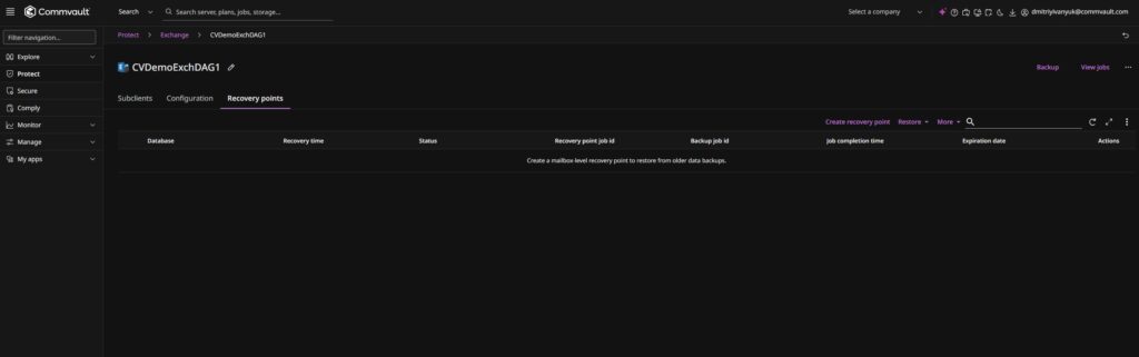 Точки восстановления Exchange в Commvault — создание mailbox-level recovery point для гранулярного восстановления писем